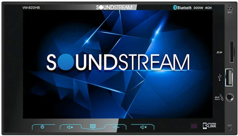 VM-622HB Soundstream 6.2-Inch Double-DIN Mechless Head Unit with Bluetooth and Android PhoneLink