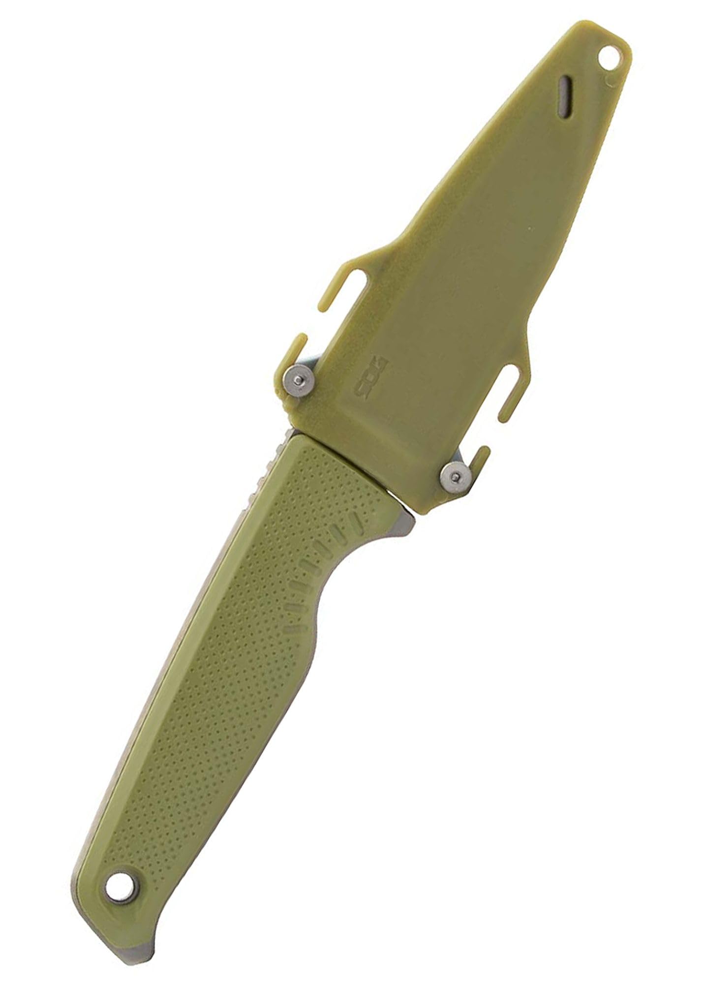 SOG FX Altair Lightweight Compact Multi-Functional Fixed Blade Knife | CRYO 154CM Steel | UMS Sheath | Removable GRN Handle, Field Green