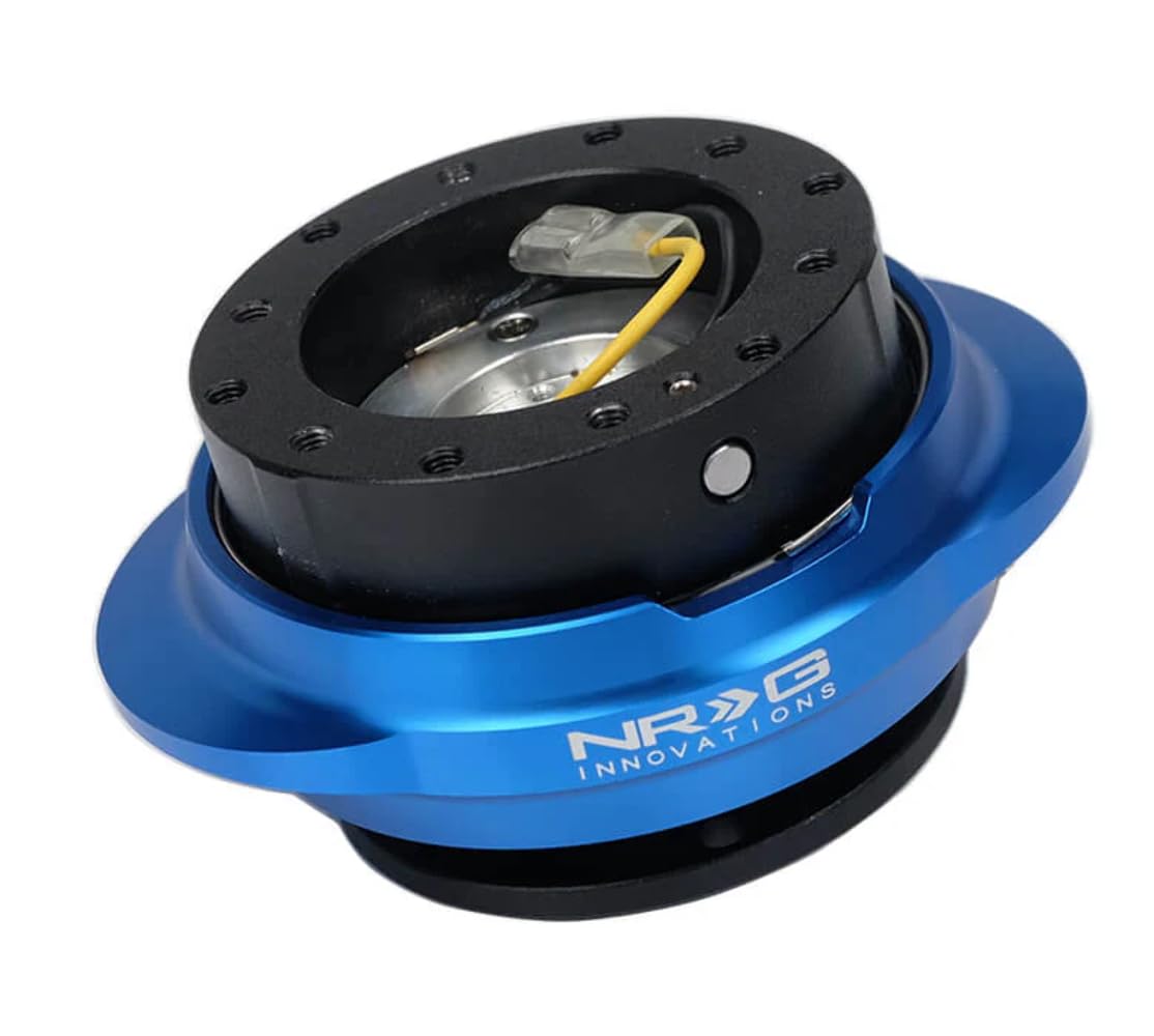 NRG Innovations GEN 2.2 NRG-SRK-220BK-BL Steering Wheel Quick Release Adapter, 6-Hole & 6x70 and 6x74mm Bolt Patterns Black Body/Shinny Blue Oval Ring