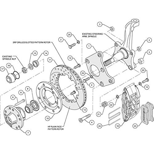 Front Hub Kit, DP6A 12.19", Drilled, Red