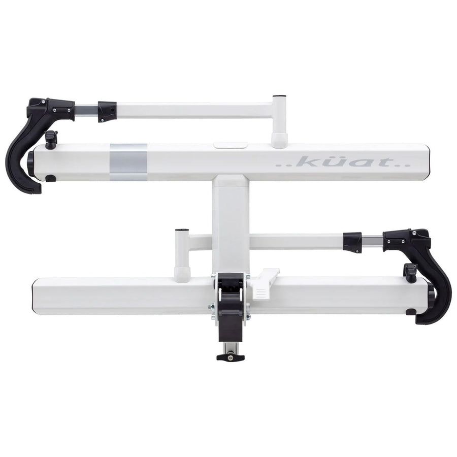 KUAT 2.0 Sherpa Durable Lightweight Aluminum Compact 2 Bike Transporting Hitch Rack with Cable Lock & Foldable Tire Cradles | Capacity - 40 Lbs per Tray, Pearl & Silver Anodize, 1.25"