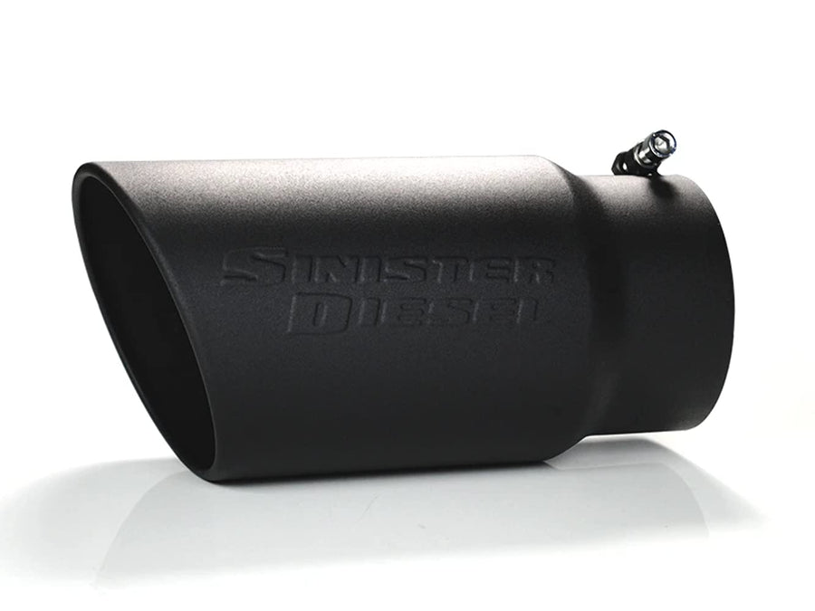 Black Ceramic Coated Sinister Diesel Exhaust Tip – 5" Inlet, 6" Outlet – Bolt-On – Fits 5" Tail Pipes – Stainless Steel – Diesel Truck Upgrade