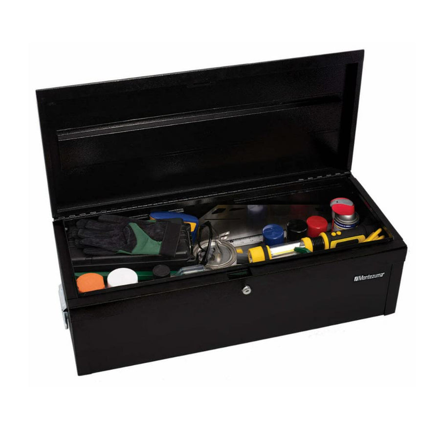 36" Montezuma Steel Portable and Lockable Tool Storage Utility Box with Handles, Black