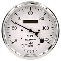 Auto Meter 1670 Tach/Speedo Gauge, 5", 120Mph & 8K RPM, Elec. Program., Old TYME White