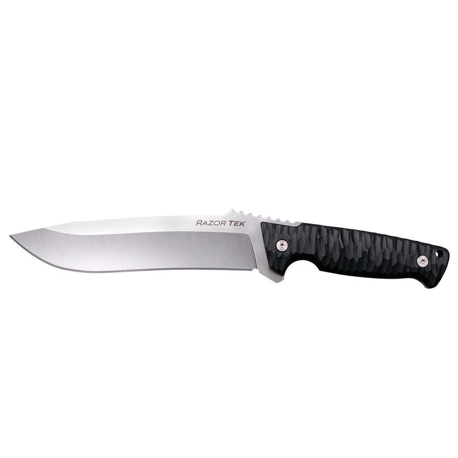 Razor Tek Cold Steel 6.5" 4116 Stainless Steel Recurve Fixed Blade EDC Outdoor Camping Hunting Utility Knife, 5 1/8" Ergonomic Textured Handle, Weather-Resistant Secure-Ex Sheath