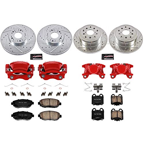 Power Stop Z23 Evolution Sport KC1079A Front & Rear Caliper Brake Kit- Brake Rotor, Carbon-Fiber Ceramic Brake Pads and Brake Caliper For Lexus IS300 2001-2005 [Model Specific]