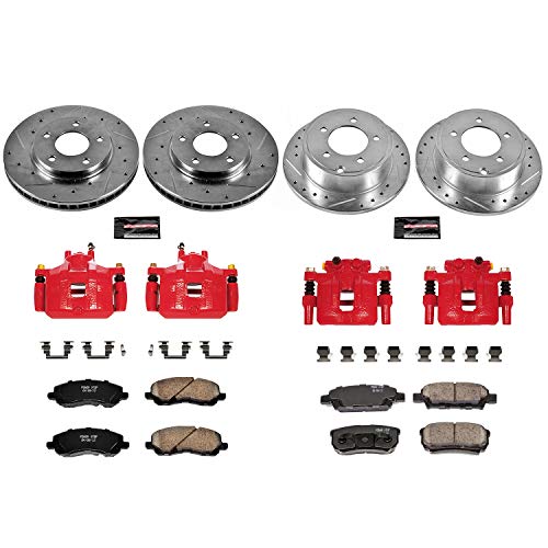 Power Stop Z23 Evolution Sport Front & Rear Caliper Brake Kit- Brake Rotor, Carbon-Fiber Ceramic Brake Pads and Brake Caliper For Mitsubishi Lancer 2008-2017 [Model Specific]