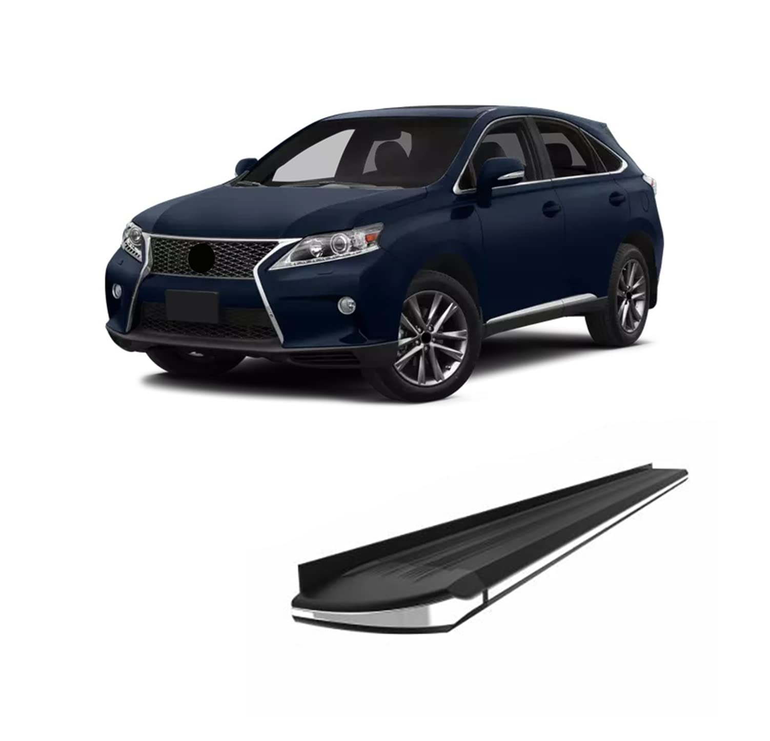 Black Aluminum Black Horse Exceed Running Boards Compatible with 2010-2020 Lexus RX350&2010-2020 Lexus RX450h Requires Drilling and Cutting Plastic Cover