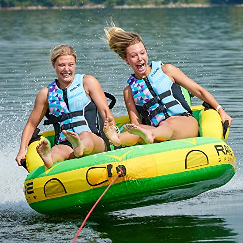 RAVE Sports Towable Tube Stoked, 1-2 Riders, Dual Tow Points, Stable Couch-Style Seats with Backrest, Durable Nylon Cover, Neoprene Padding, Foam-Filled Reinforced Handles, Boat Towables-Tubes