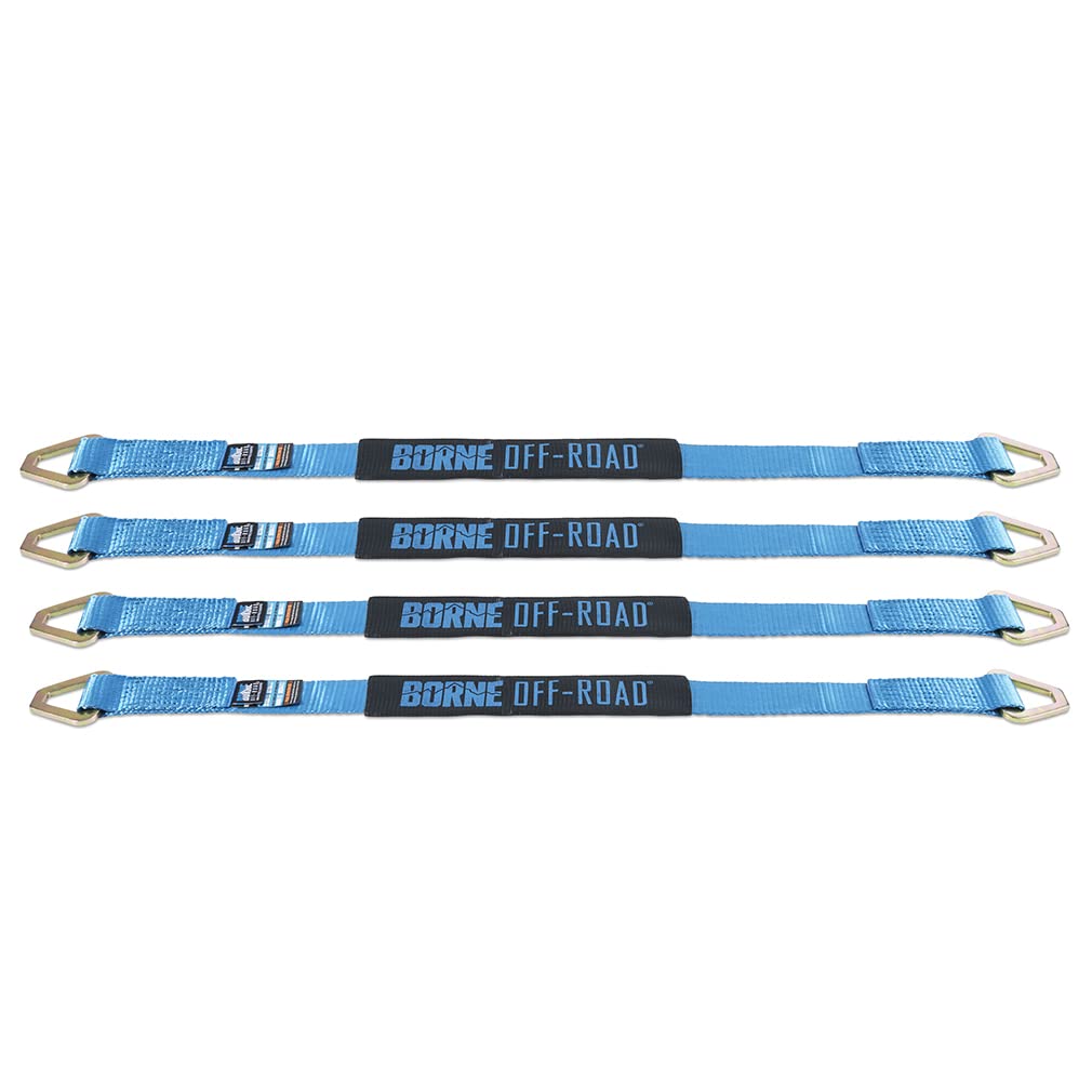 Off-Road Vehicle Borne Ratchet Tie-Down Kit, Blue