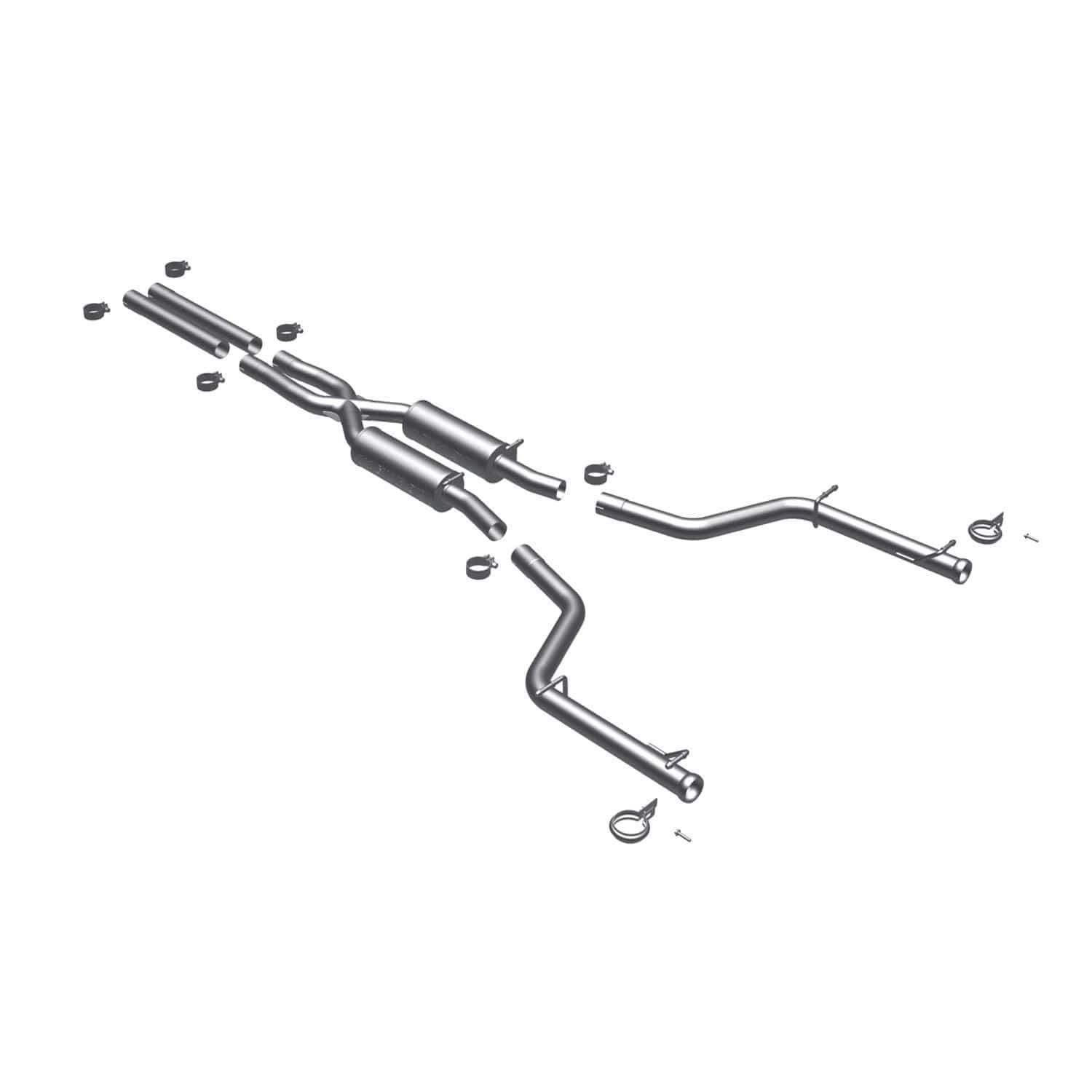 Cat-Back MagnaFlow Performance Exhaust System 16516 - Competition Series, Stainless Steel 2.5in Main Piping, Dual Split Rear Exit, Dual Satin Finish Mufflers - Challenger Performance Exhaust Kit