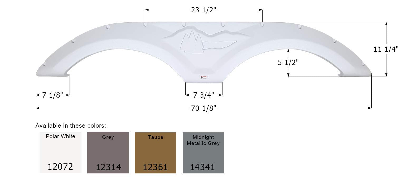 Tandem Axle Fender Skirt ICON 12072 FS2072 for Forest River Wildcat - Polar White
