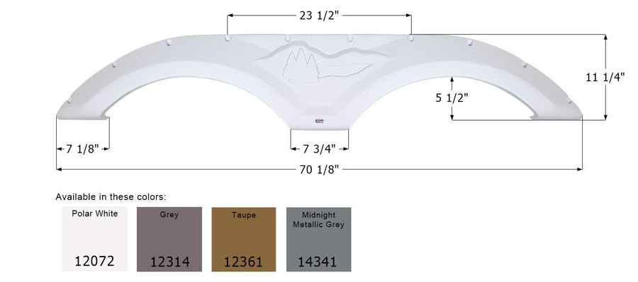 Tandem Axle Fender Skirt ICON 12072 FS2072 for Forest River Wildcat - Polar White