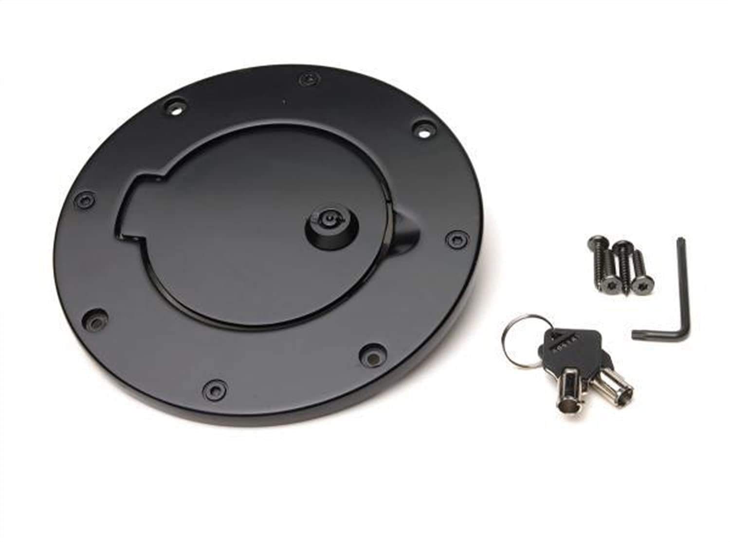 Rampage Locking Fuel Door Cover RAMPAGE PRODUCTS | Billet Style, Aluminum, Black | 85006 | Fits 1997 - 2006 Jeep Wrangler TJ