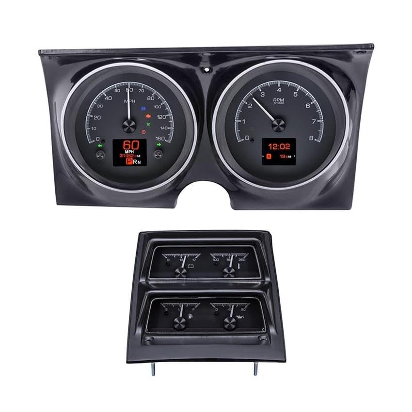 Dakota Digital HDX-68C-CAC-K Compatible Analog Gauge System with 1968 Chevy Camaro Console Gauges Black Alloy