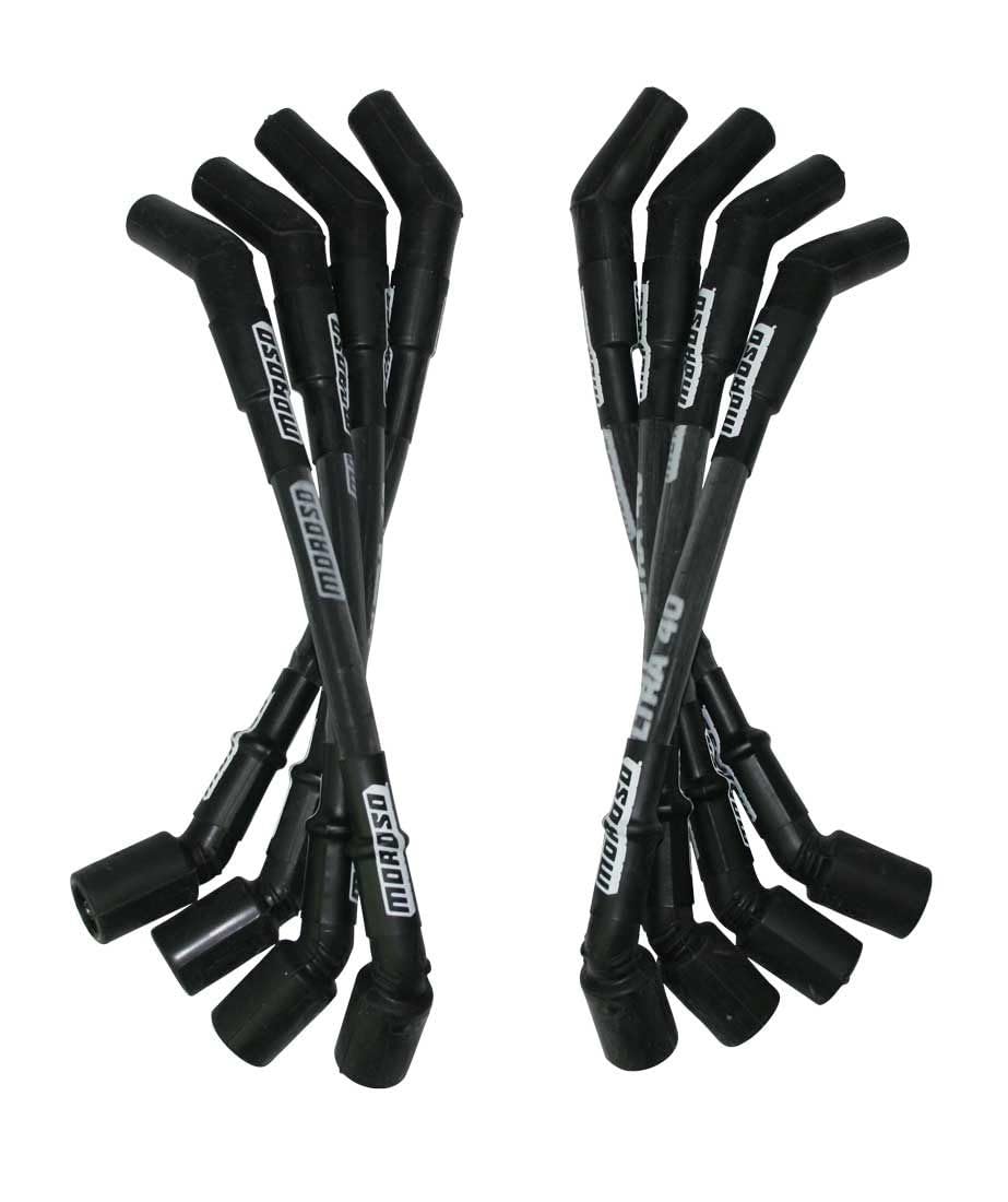Moroso ULTRA WIRE SET 40, SLVD, GM LS, 9.75 IN, 135 DEG., BLACK