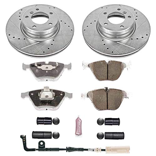 Power Stop K2110-26 Z26 Carbon Fiber Brake Pads Front with Drilled & Slotted Brake Rotors Kit For BMW 525i, 525xi, 528i, 528i xDrive, 5, 530i, 530xi, 535i xDrive, 5 [Model Specific]