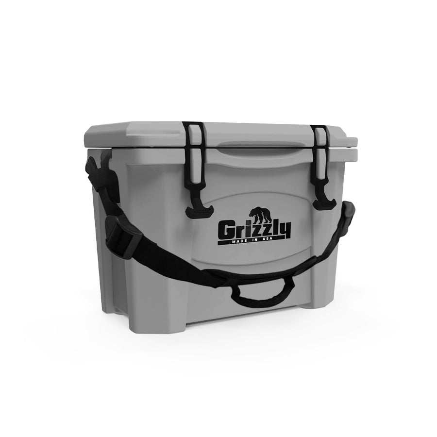 15 Cooler Grizzly | 15 qt Ice Chest Durable Rotomolded Insulated | Made in USA | Warranty for Life | For Beach Boat Camping Fishing Hunting | G15 | Gray