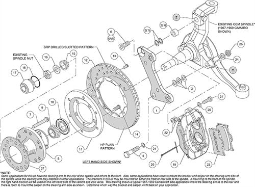 Dynalite Pro Series Wilwood 140-10996-D Front Hub Kit 1967-72 Camaro/Nova