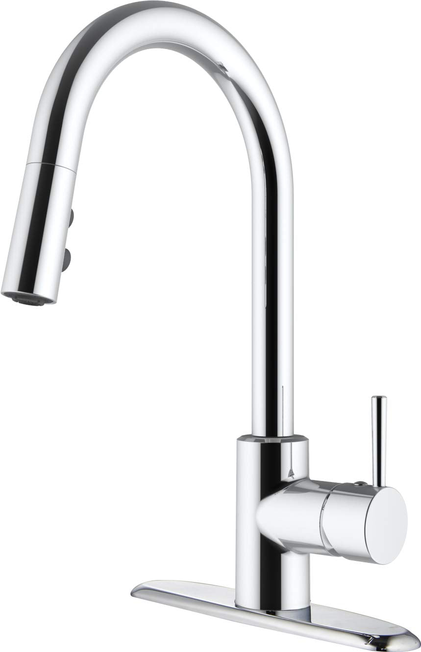 Single Lever Empire Faucets SL4000BN-A Pull-Down Kitchen Faucet with Hi-Arc Bullet Spout and Deck Plate - Brushed Nickel