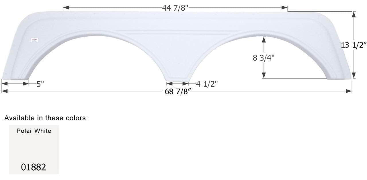 Tandem Axle Fender Skirt ICON 01882 for KZ - Polar White