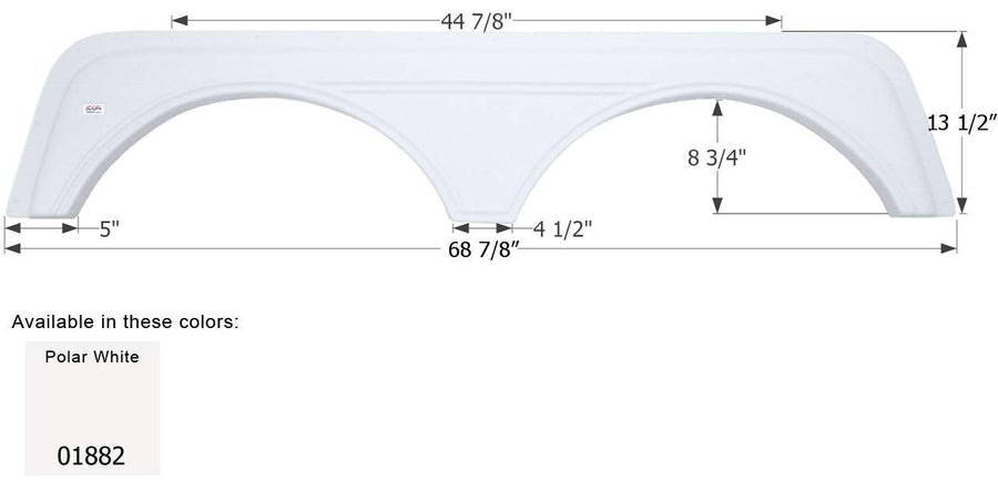 Tandem Axle Fender Skirt ICON 01882 for KZ - Polar White