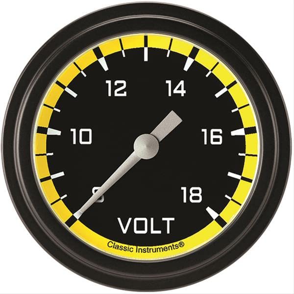 AX330YBLF Classic Instruments AutoCross Yellow 2-1/8" Voltage Gauge