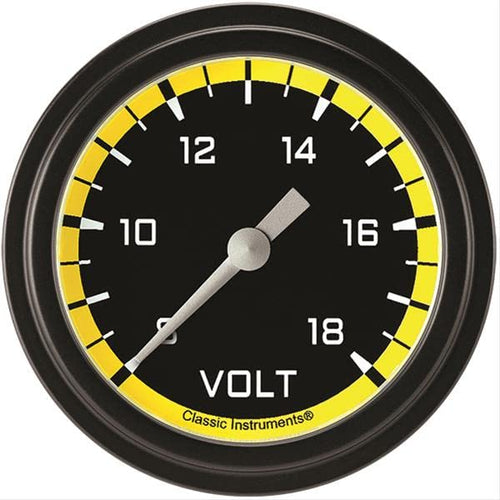AX330YBLF Classic Instruments AutoCross Yellow 2-1/8" Voltage Gauge
