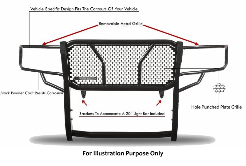 Heavy Duty Black Horse Rugged Grille Brush Bumper Guard Modular Black Compatible with 2014-2018 GMC Sierra 1500|2019-2022 GMC Sierra 1500 Limited-RU-GMSI14-B