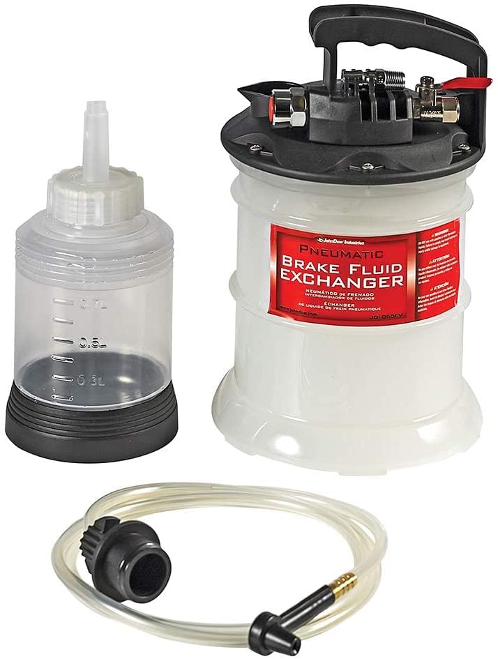 Pneumatic Air Operated JohnDow Industries JDI-050EV Brake Fluid Bleeder/Exchanger, 0.5 Gallon Capacity with Fluid Refill Bottle Included, White