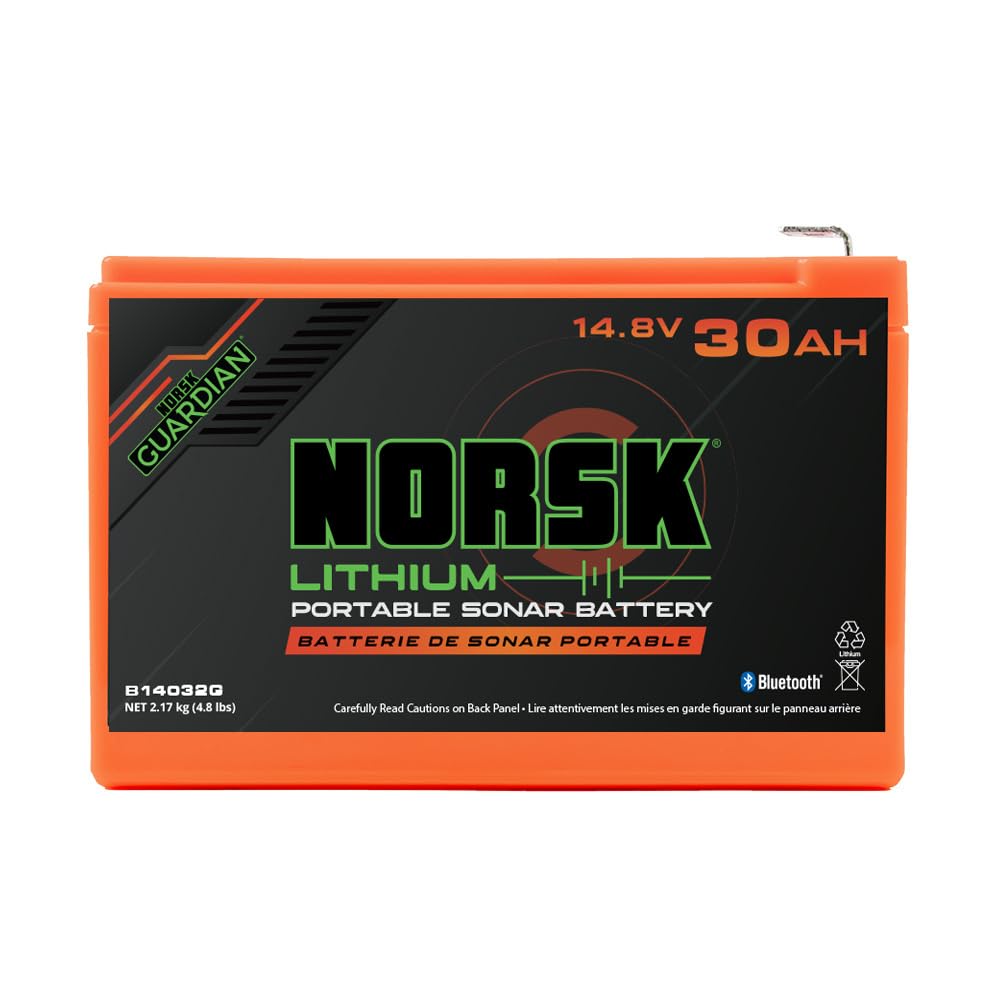 14.8V Norsk Lithium 30Ah Lithium Ion Battery with 3A Charger | USB-A & USB-C | Bluetooth Monitoring | IPX8 Waterproof | High-Capacity Portable Power for Outdoor & Marine Use