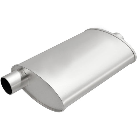 Replacement MagnaFlow Muffler 201-0034: 2"/2" Inlet/Outlet, Oval, Aluminized Steel