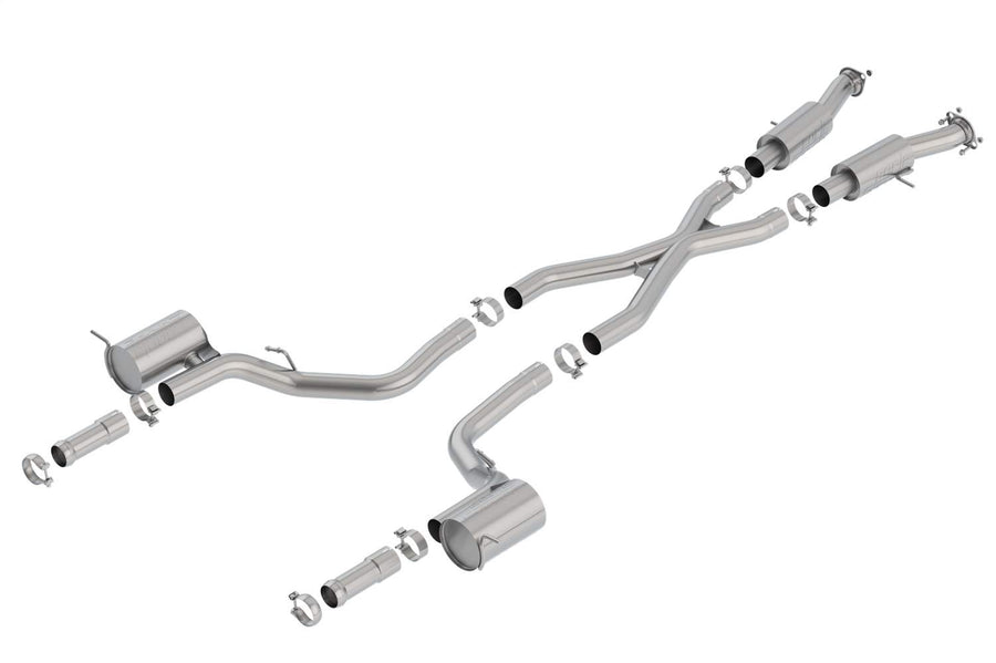 Cat-Back BORLA Perf. Exhaust System for 2018-2021 Jeep Grand Cherokee Trackhawk WK2 6.2L V8 Automatic Transmission All Wheel Drive. Tips NOT Included Re-use Factory Tips or Optional Borla Tips.
