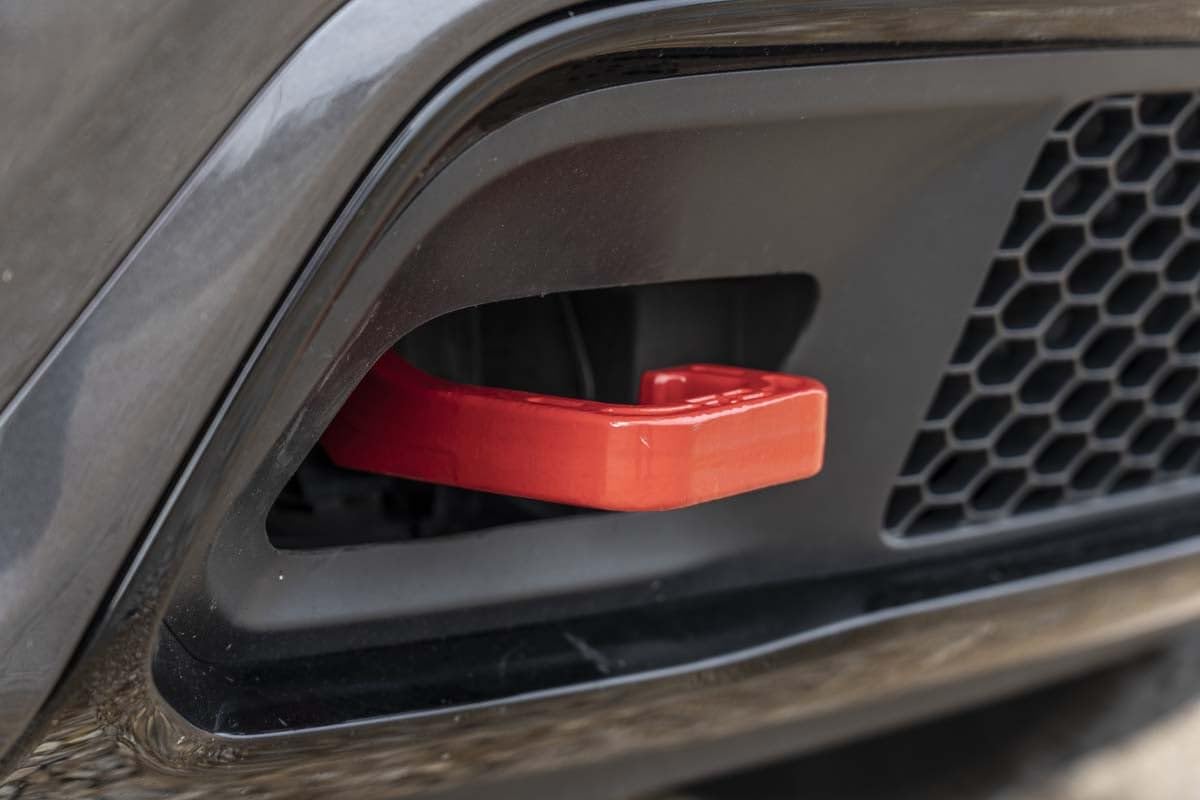 Rough Country Red Forged Tow Hooks for Jeep Grand Cherokee (2015-2022) - Heavy-Duty Front Recovery Points, Bolt-On Installation, Powder-Coated Steel (Pair)