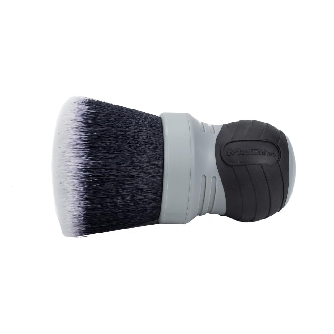 Maxshine Ultra Soft Universal Gray Large Bristle Brush with Storage Rack – Curved Grip & Ultra Soft Bristles – Ideal for Dashboard, Displays, Air Vents – Premium Interior Detailing Brush