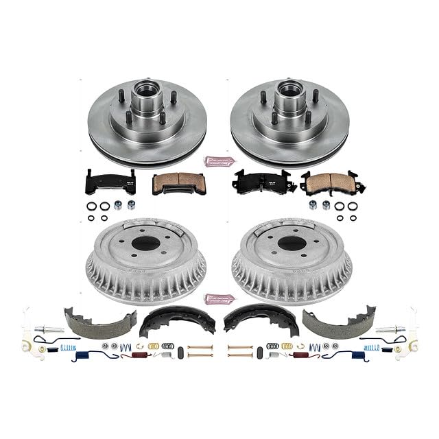 Power Stop Autospecialty KOE15054DK Front and Rear Replacement Brake Kit-OE Brake Drums & Ceramic Brake Pads For Blazer, S10, S10 Blazer, Jimmy, Sonoma, Hombre [Model Specific]