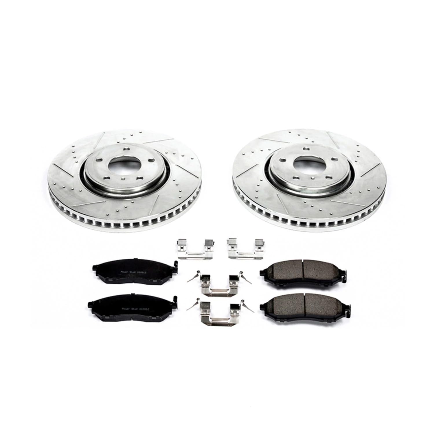 Power Stop K5264 Brake Pads Front Z23 Carbon Fiber with Drilled & Slotted Brake Rotors Kit