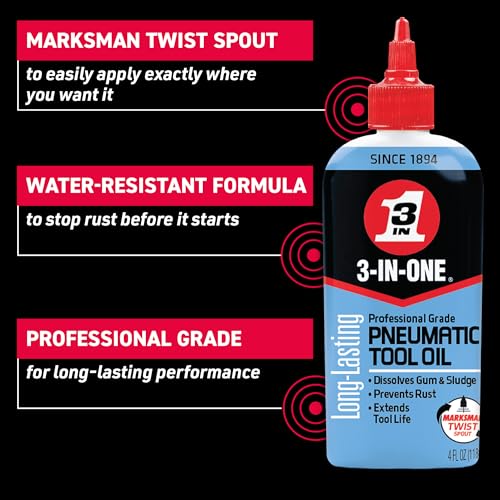 Professional Grade 3-IN-ONE Pneumatic Tool Oil, 4 OZ