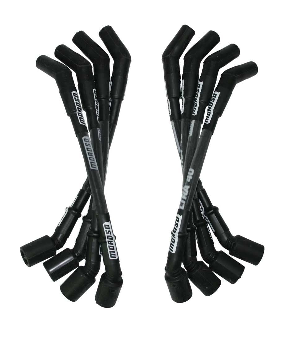 Moroso ULTRA WIRE SET 40, SLVD, GM LS, 9.75 IN, 135 DEG., BLACK