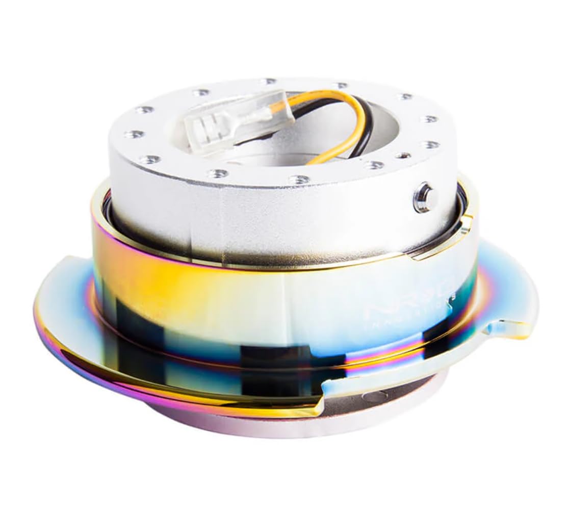 NRG Innovations GEN 2.5 NRG-SRK-250SL-MC Steering Wheel Quick Release Adapter, 6-Hole & 6x70 and 6x74mm Bolt Patterns/Silver Body/NeoChrome Ring