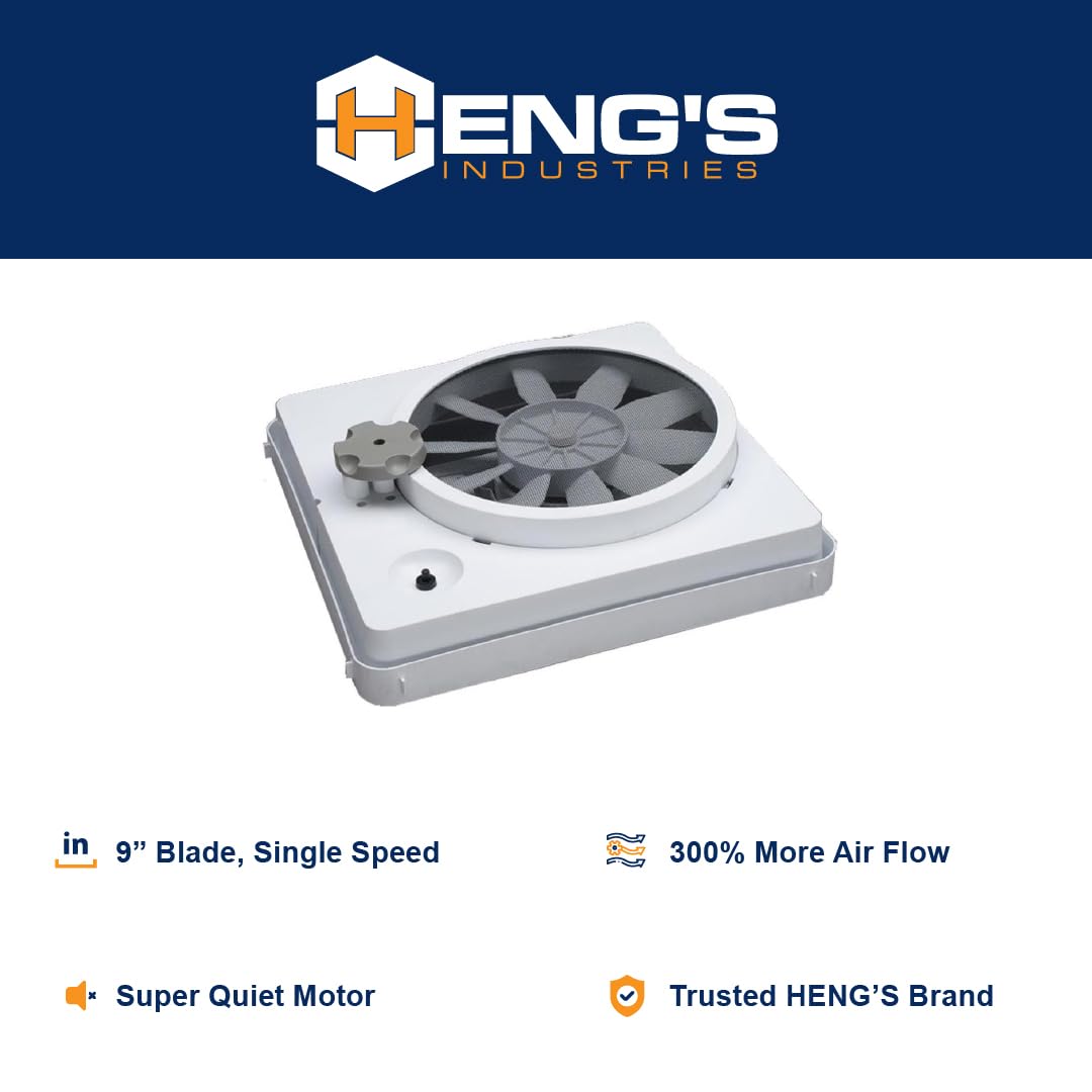 90043-CR HENG'S INDUSTRIES Vortex I Upgrade Kit | 12V RV Vent Fan | Powerful Airflow & Ventilation | Easy Install for RVs, Campers, Trailers & Motorhomes | White, Durable, Energy-Efficient Design