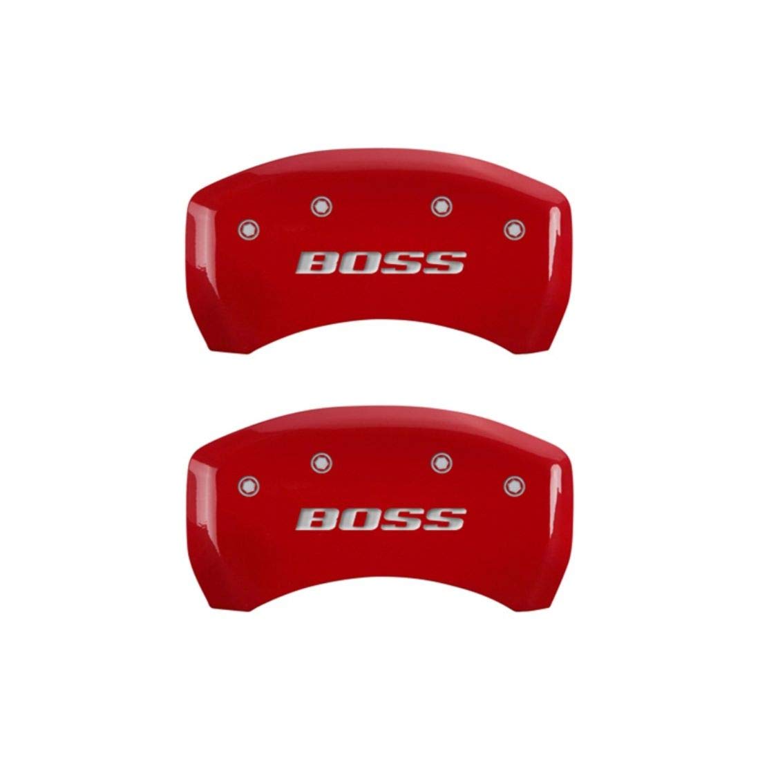 MGP 10010RBSSRD Caliper Covers Red Brake Covers Engraved with Silver BOSS (Set of 2)