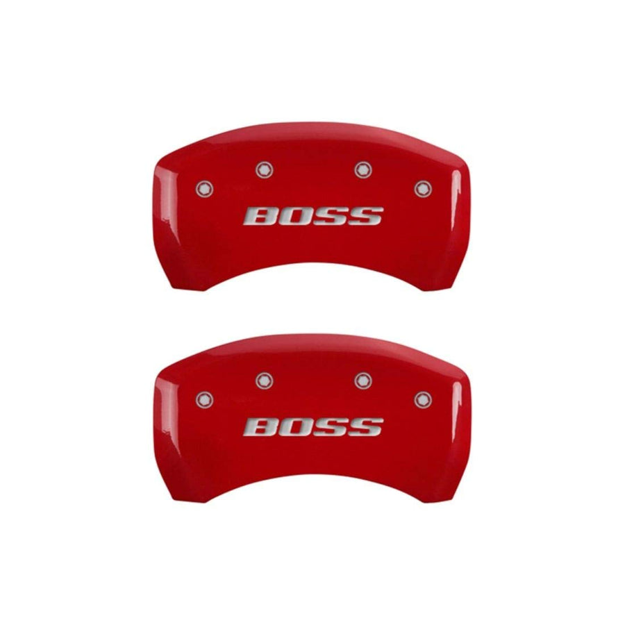 MGP 10010RBSSRD Caliper Covers Red Brake Covers Engraved with Silver BOSS (Set of 2)
