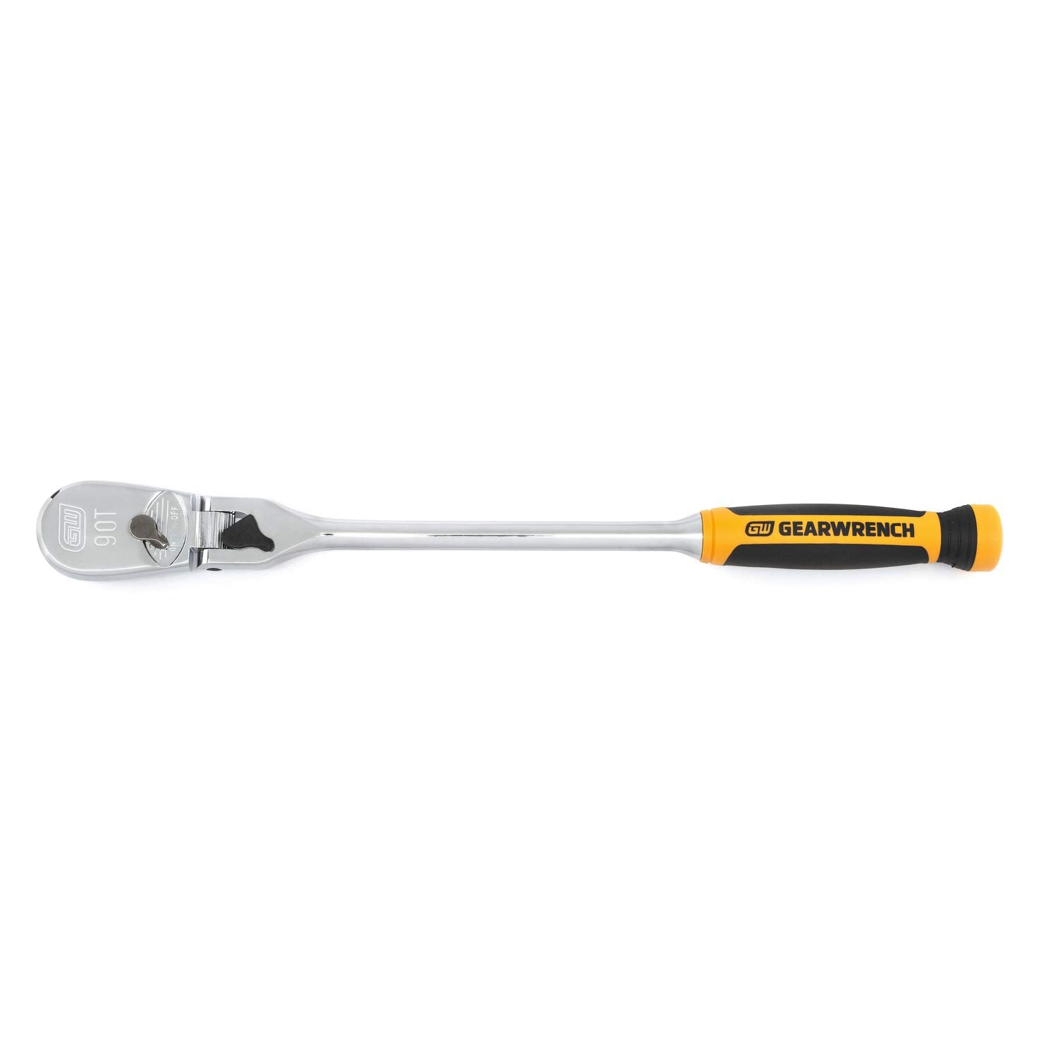 GEARWRENCH 90 Tooth 1/2" Drive Dual Material Locking Flex Head Teardrop Ratchet 17" - 81371T, Multi, One Size