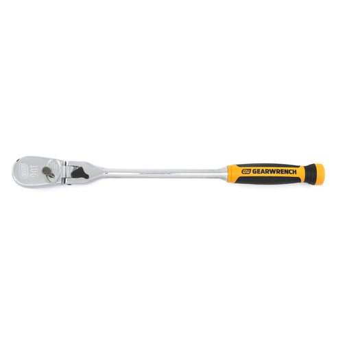 GEARWRENCH 90 Tooth 1/2" Drive Dual Material Locking Flex Head Teardrop Ratchet 17" - 81371T, Multi, One Size