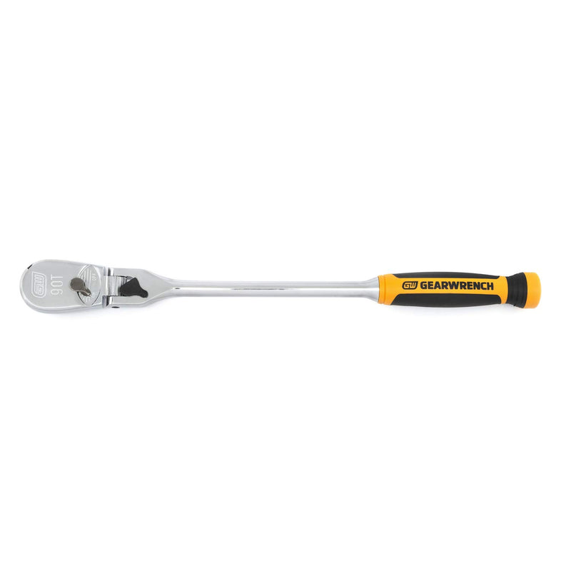 GEARWRENCH 90 Tooth 1/2" Drive Dual Material Locking Flex Head Teardrop Ratchet 17" - 81371T, Multi, One Size