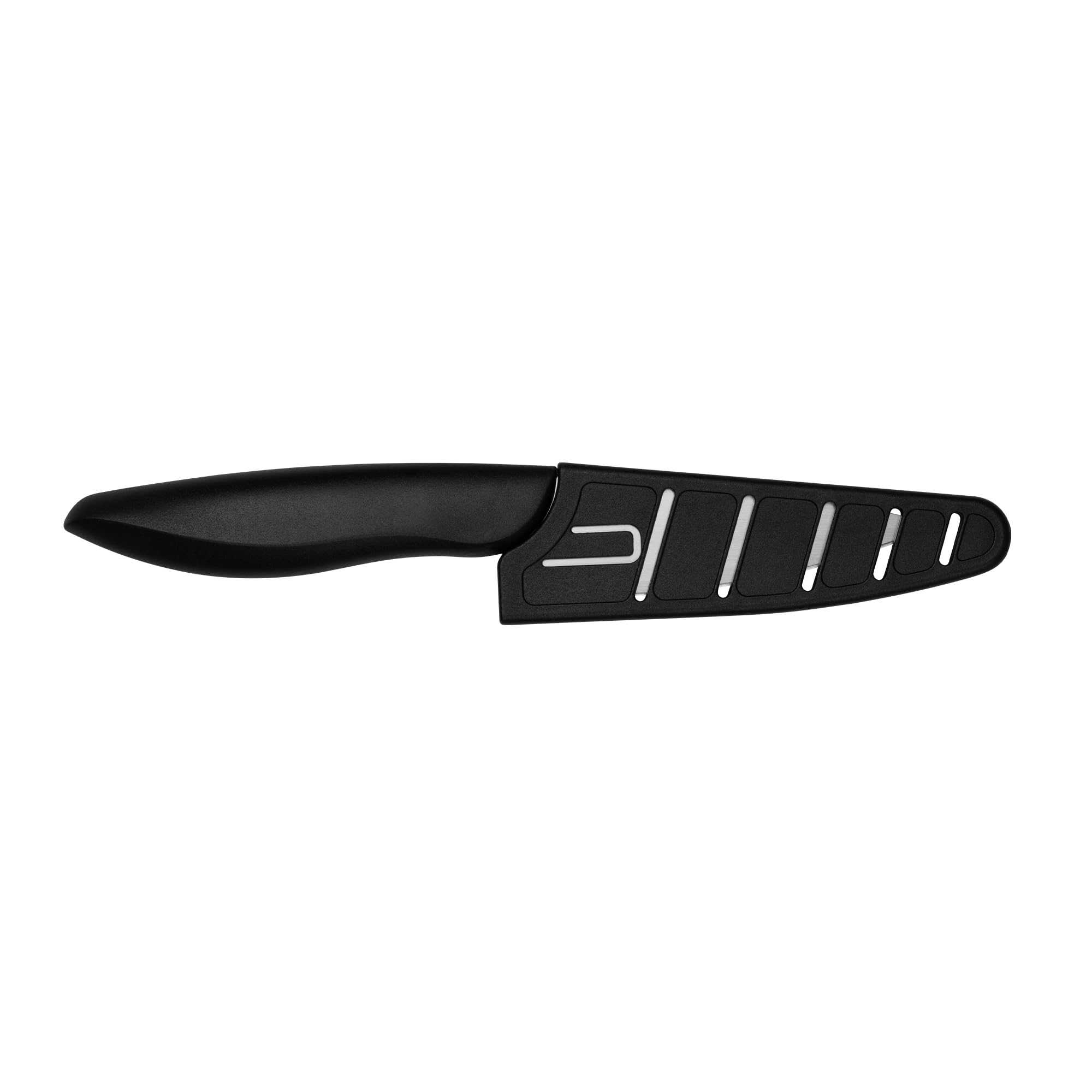 3.5” Kershaw Paring Kitchen Knife, Black Design, 3.5 Inch Stainless Steel Plain Edge Blade, Polypropylene Handle, Includes Sheath, Paring Knife for Herbs, Fruit, Vegetables and More