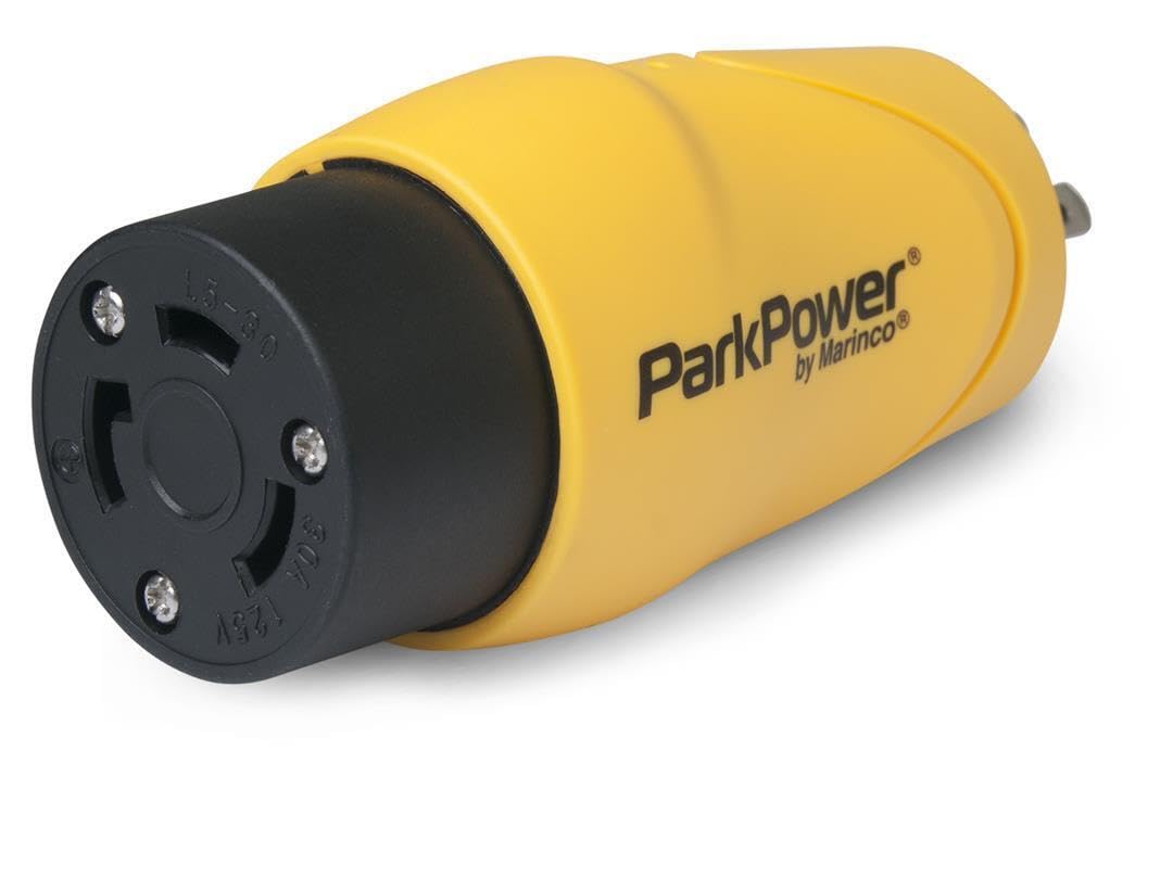 ParkPower Marinco S15-30RV 15 Amp, 125V Straight-Blade Male Plug to 30 Amp, 125V Locking Female Side One-piece Twist-Lock Adapter
