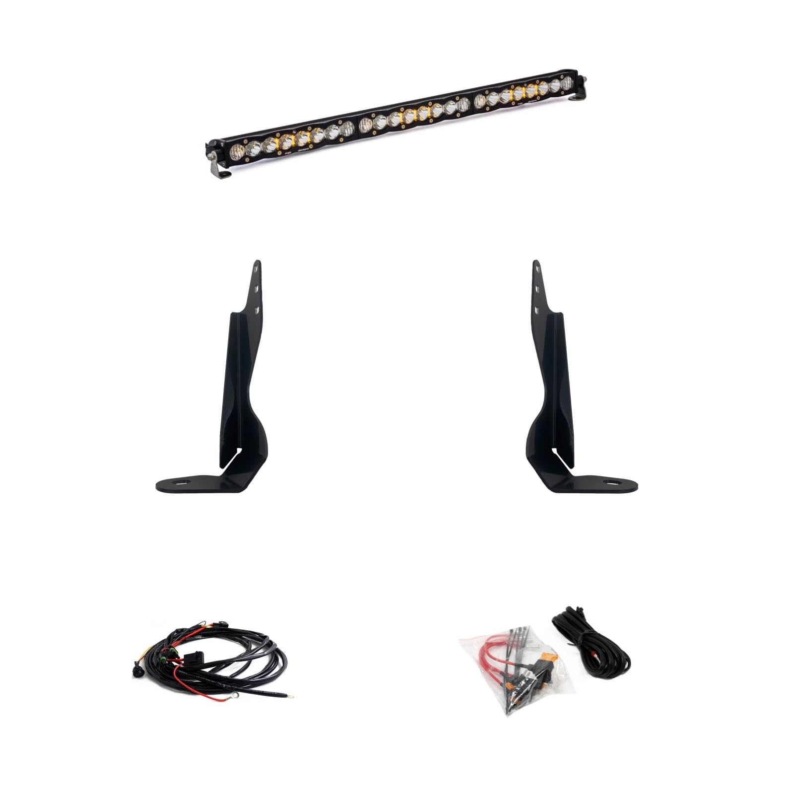 Baja Designs 30-inch S8 LED Bar Grille Light Kit for Chevy Sierra 2500HD/3500HD 2020-22 Truck (Driving/Combo; Clear)