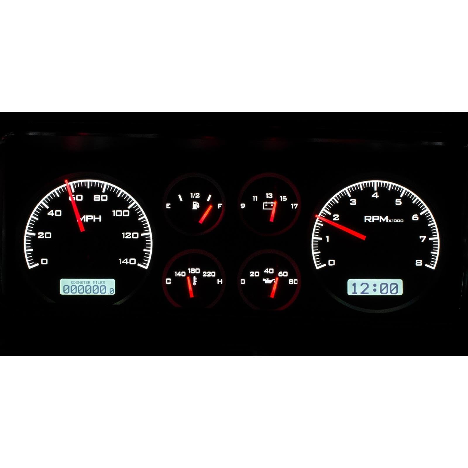 Dakota Digital 78 -88 Chevy Monte Carlo VHX-78C-MC-K-W Analog Dash Gauge System Black Alloy White